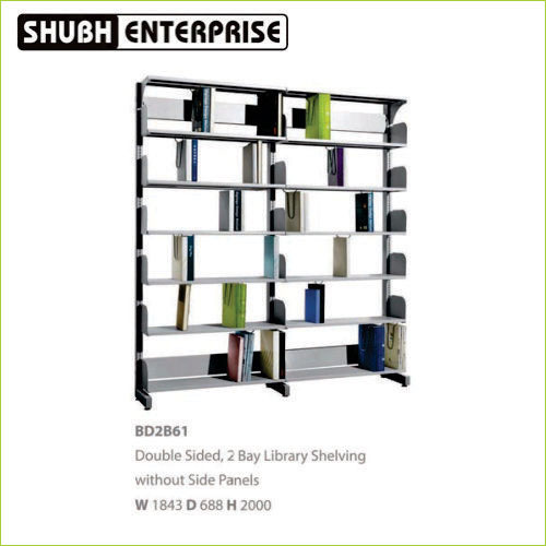 BD2B61 Double Sided, 2 Bay Library Shelving Without Side Panels W 1843 D 688 H 2000