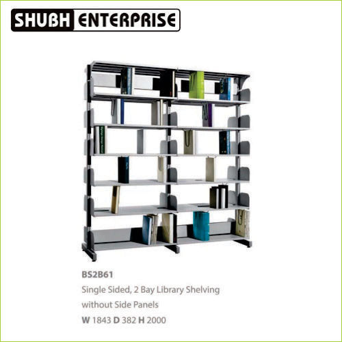 BS2B61 Single Sided, 2 Bay Library Shelving Without Side Panels W 1843 382 H 2000